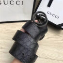 经典款双G 古奇男士皮带 Gucci皮带 Gucci时尚牛皮男士腰带 进口小牛皮 黑色