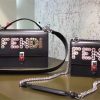 1381 FENDI芬迪 KANI翻盖手袋 玻璃铆钉 芬迪女包 斜背包包 黑色