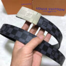 M0023 LV 路易威登 SKYLINE 双面腰带 Damier帆布 不锈钢挂扣 LV皮带 银色