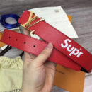 M6897 Louis vuitton 路易威登 Spreme联名 休闲款男士腰带 红色金扣