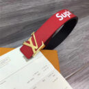 M6897 Louis vuitton 路易威登 Spreme联名 休闲款男士腰带 红色金扣