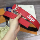 M6897 Louis vuitton 路易威登 Spreme联名 休闲款男士腰带 红色金扣