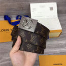 M0024 LOUIS VUITTON 专柜新品 LV皮帶 牛皮皮带 金属板扣 银