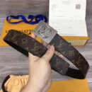 M0024 LOUIS VUITTON 专柜新品 LV皮帶 牛皮皮带 金属板扣 银