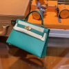 爱马仕 Mini kelly 二代 孔雀绿 Epsom 掌纹小牛皮 金扣 原版蜜蜡线 顶级手工缝制
