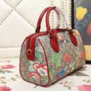 409529 GUCCI GG花鸟印花 帆布拼皮 波士顿手提包 红色