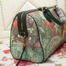 409527 GUCCI GG Blooms花鸟印花 帆布拼皮 波士顿手提包 墨绿色