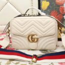 498100 Gucci GG Marmont系列 绗缝 翻盖 肩背包 白色