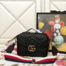 498100 Gucci GG Marmont系列 绗缝 翻盖 肩背包 黑色
