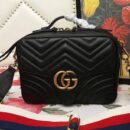 498100 Gucci GG Marmont系列 绗缝 翻盖 肩背包 黑色