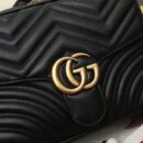 498100 Gucci GG Marmont系列 绗缝 翻盖 肩背包 黑色