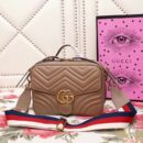 498100 Gucci GG Marmont系列 绗缝 翻盖 肩背包 棕色