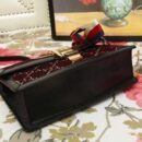 524405 GUCCI Sylvie新款 丝绒拼皮 蝴蝶结织带 单肩女包 枣红色
