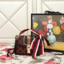 524405 GUCCI Sylvie新款 丝绒拼皮 蝴蝶结织带 单肩女包 枣红色