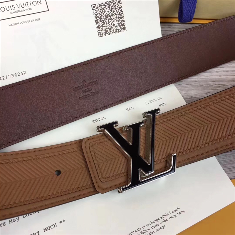 M9911 LV 路易威登 原单精品 双面设计 小V字压紋 LV皮带 烟草色