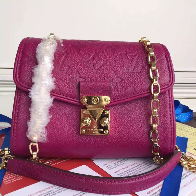 M94555 LV SAINT-GERMAIN BB手袋 LV女包 LV全皮压花链条包 玫红