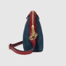 499621 GUCCI GG双拉链 拼皮绒面 织带 贝壳包 蓝色