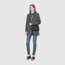 499621 GUCCI GG双拉链 拼皮绒面 织带 贝壳包 蓝色