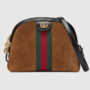 499621 GUCCI GG双拉链 拼皮绒面 织带 贝壳包 栗色
