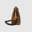 499621 GUCCI GG双拉链 拼皮绒面 织带 贝壳包 栗色