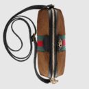499621 GUCCI GG双拉链 拼皮绒面 织带 贝壳包 栗色