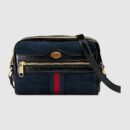 517350 GUCCI Ophidia系列 麂皮配饰裂纹漆皮 迷你手袋 蓝色