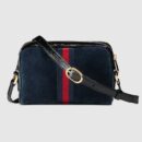 517350 GUCCI Ophidia系列 麂皮配饰裂纹漆皮 迷你手袋 蓝色