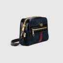 517350 GUCCI Ophidia系列 麂皮配饰裂纹漆皮 迷你手袋 蓝色