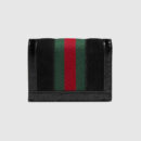 523155 Gucci Ophidia系列 麂皮搭配裂纹漆皮 条纹织带 GG卡包 黑色