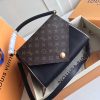 M54439 LV DOUBLE V 手袋 LV女包 翻盖式拼色老花单肩手提包 黑色