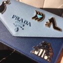 1DH044 Prada新款 Saffiano皮革 普拉达斜挎包 拼色链条包 海蓝配黛蓝