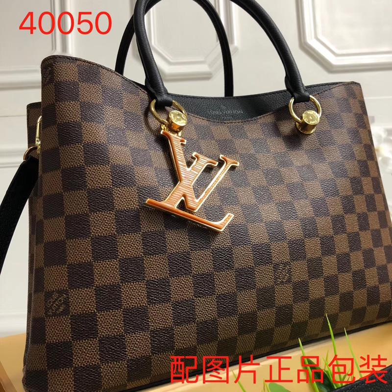 N40050 LV Riverside 手袋 Damier Ebene咖啡格帆布 LV女包 LV手提包 黑色