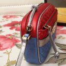 540985 GUCCI 2018早秋 微粒珠光小羊皮 拼色小方包 红拼蓝