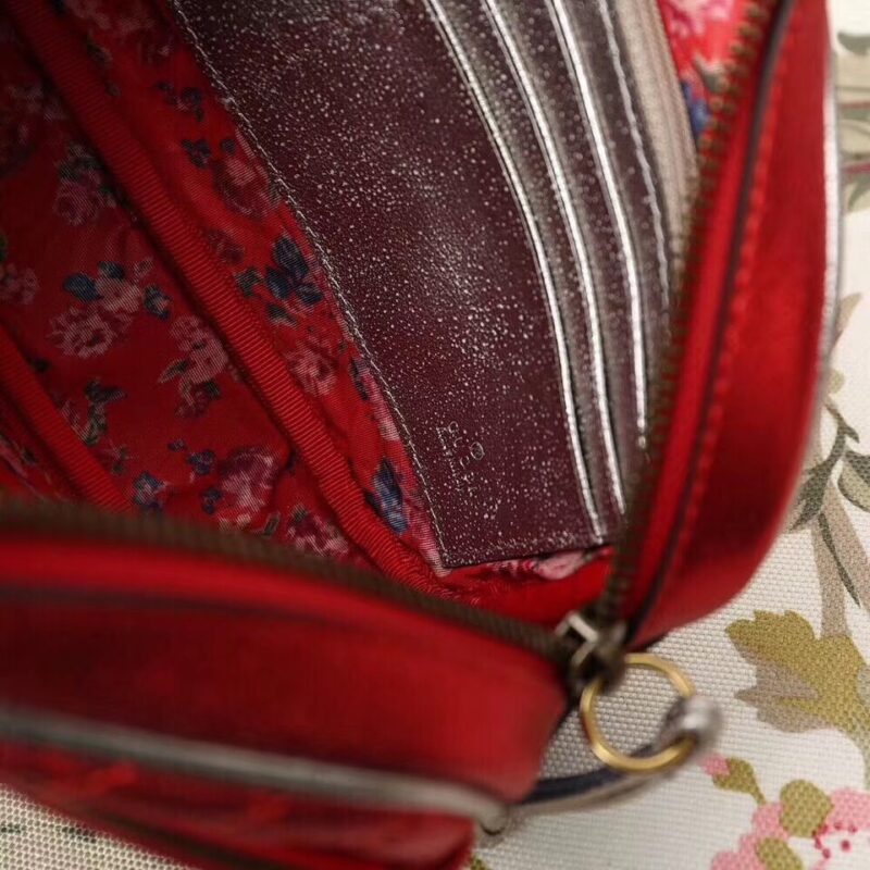 540985 GUCCI 2018早秋 微粒珠光小羊皮 拼色小方包 红拼蓝 - Image 6