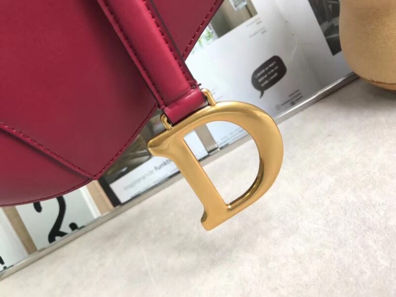 M0446 Dior Saddle小牛皮手提包 Dior马鞍包 玫红 - Image 3