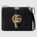 1546521539943160.jpg 550126 Gucci Arli系列 中号 麂皮拼皮 双G翻盖 复古肩背包 黑色