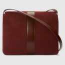 550126 Gucci Arli系列 中号 麂皮拼皮 双G翻盖 复古肩背包 酒红色