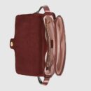 550126 Gucci Arli系列 中号 麂皮拼皮 双G翻盖 复古肩背包 酒红色