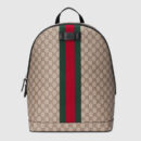 443805 GUCCI GG Supreme高级人造帆布 条纹织带 双肩包 啡色