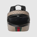 443805 GUCCI GG Supreme高级人造帆布 条纹织带 双肩包 啡色