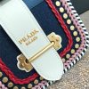 lBD0741 Prada 手工编织 进口牛皮 铆钉装饰 普拉达肩包 蓝色