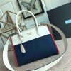 1BA102 Prada 新款 牛皮拼牛仔布 普拉达手提肩包 白拼蓝