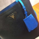 1BA212 Prada New Double 撞色鳄鱼牛皮 普拉达手提包 黑拼蓝