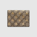 508757 Gucci 古驰钱包 蜜蜂图案 高级人造帆布 卡片夹 浅啡色