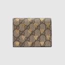 508757 Gucci 古驰钱包 蜜蜂图案 高级人造帆布 卡片夹 浅啡色