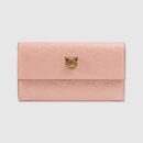 548055 Gucci Signature系列 压印皮革 猫头图案 长款钱包 粉色