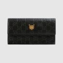 548055 Gucci Signature系列 压印皮革 猫头图案 长款钱包 黑色