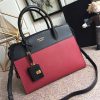 lBA047 Prada普拉达 小牛皮 拼色拼皮 手提肩包 酒红