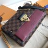 N40109 LV VAVIN 小号手袋 Damier Ebene咖啡格帆布女包 LV链条包 酒红