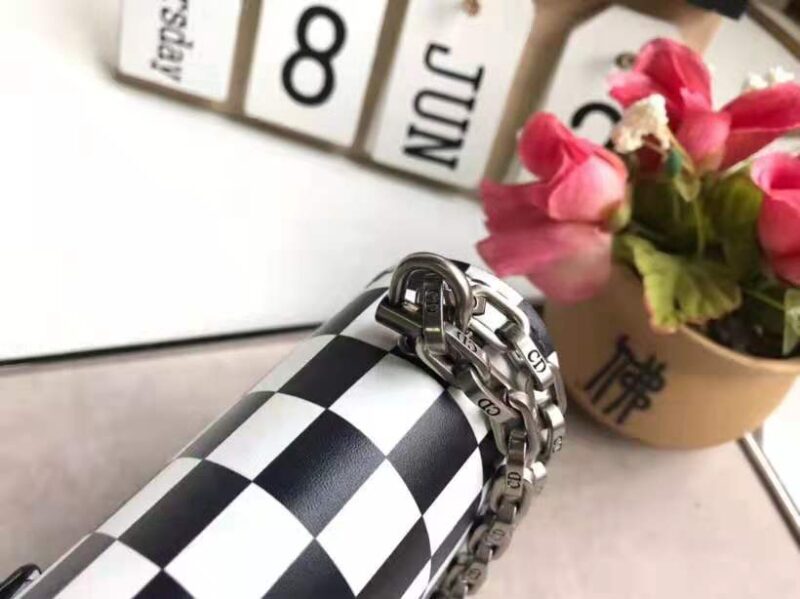 M5816 Dior女包 Dioraddict复古锁扣 黑白棋格 小号 迪奥翻盖链条包 黑白格 - Image 4